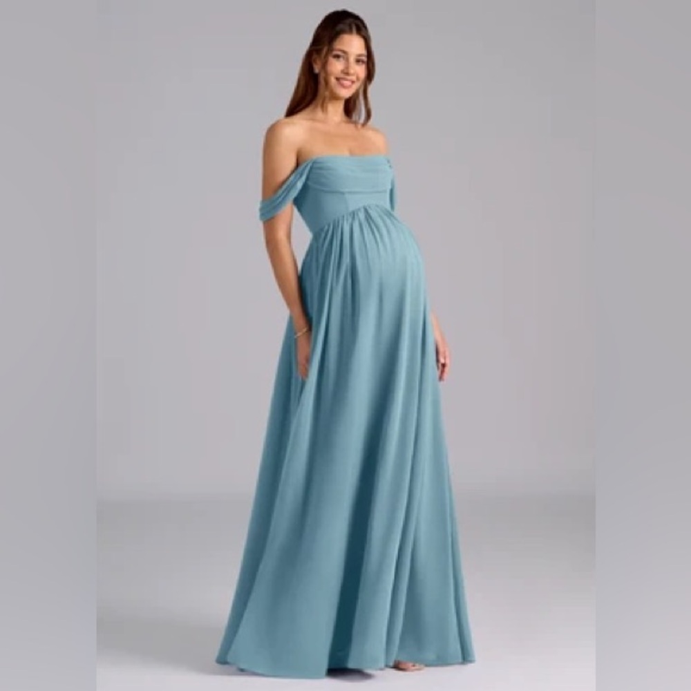 Azazie Saige Moody Blue Maternity Dress